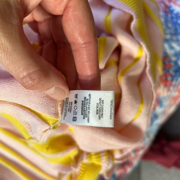 Anthropologie Bishop + Young Sweater Yellow and Pink Stripe 100 % Cotton Women S - Picture 6 of 7